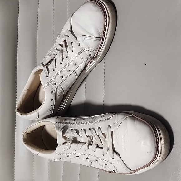 CROWN VINTAGE Kalinda Sneakers Size 7 Studs Chunky Bone Ivory Leather - Picture 10 of 13